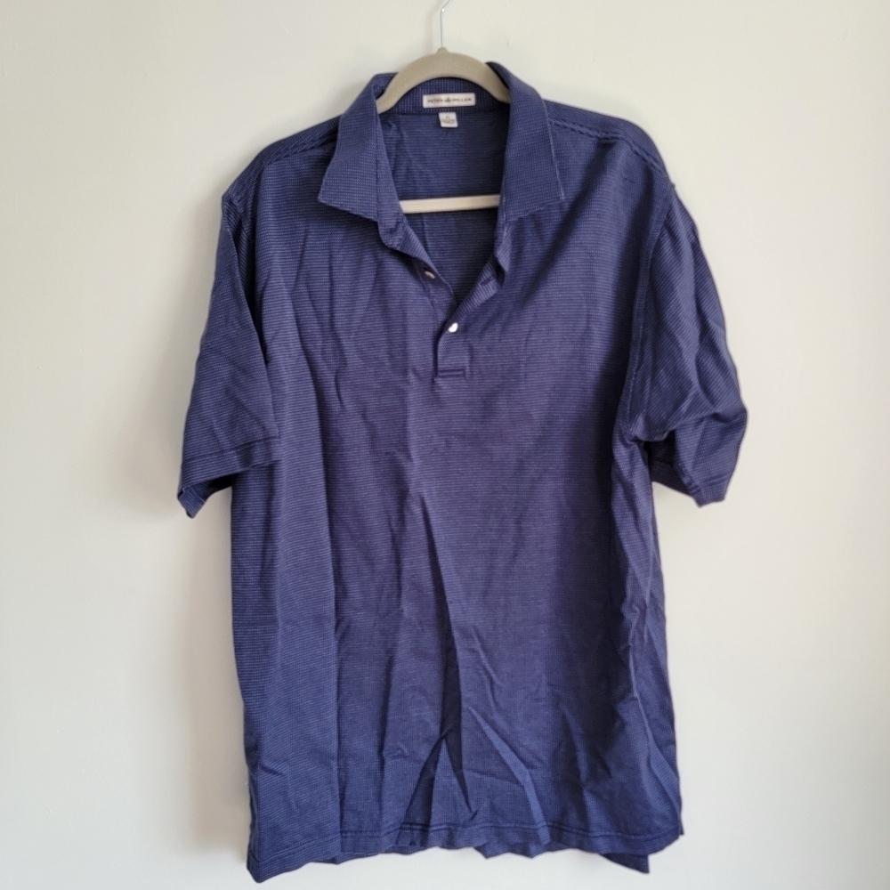 Peter Millar blue stripped golf Polo XL NWOT